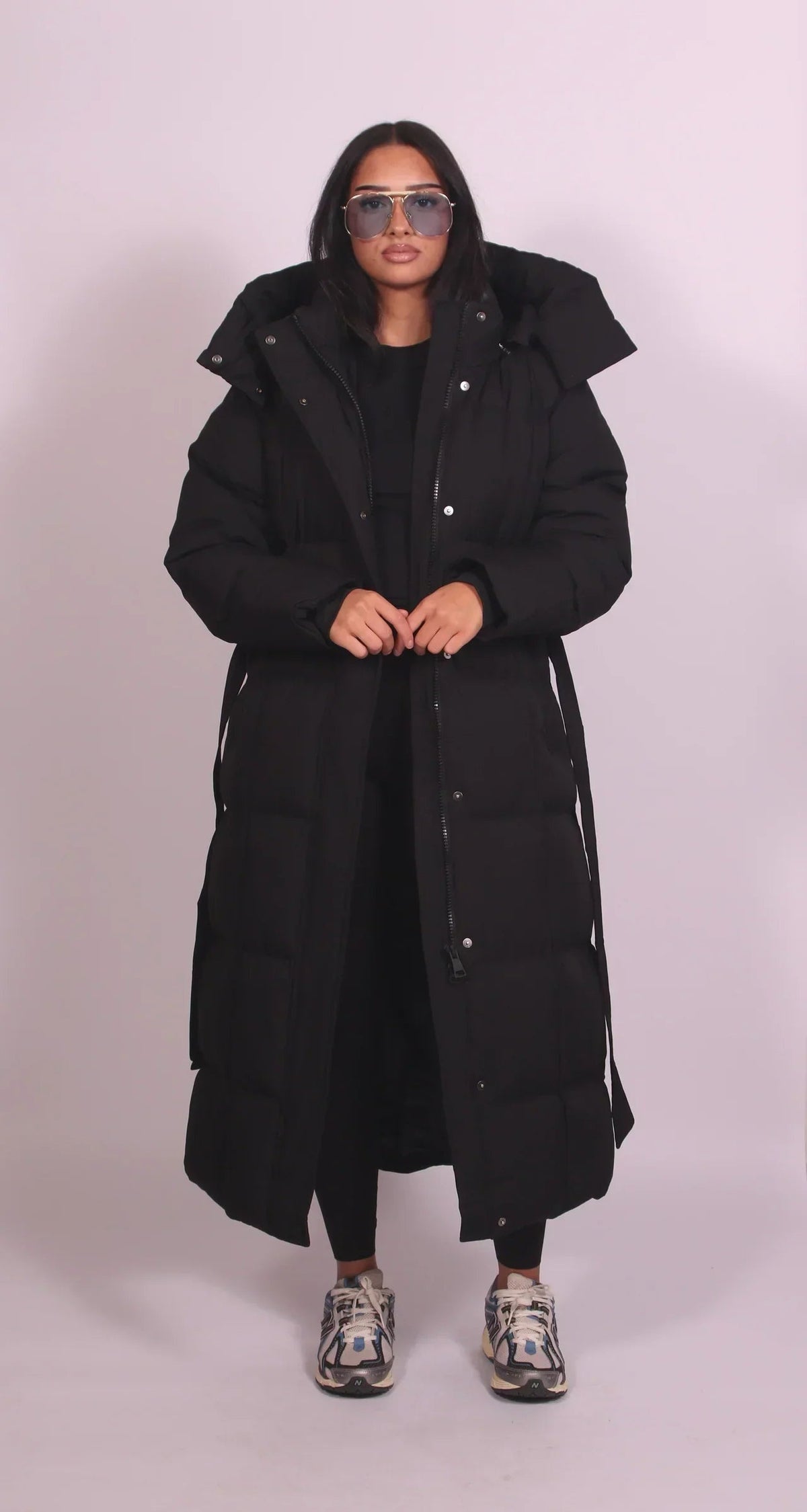 Women's Hooded Belted Long Puffer Coat