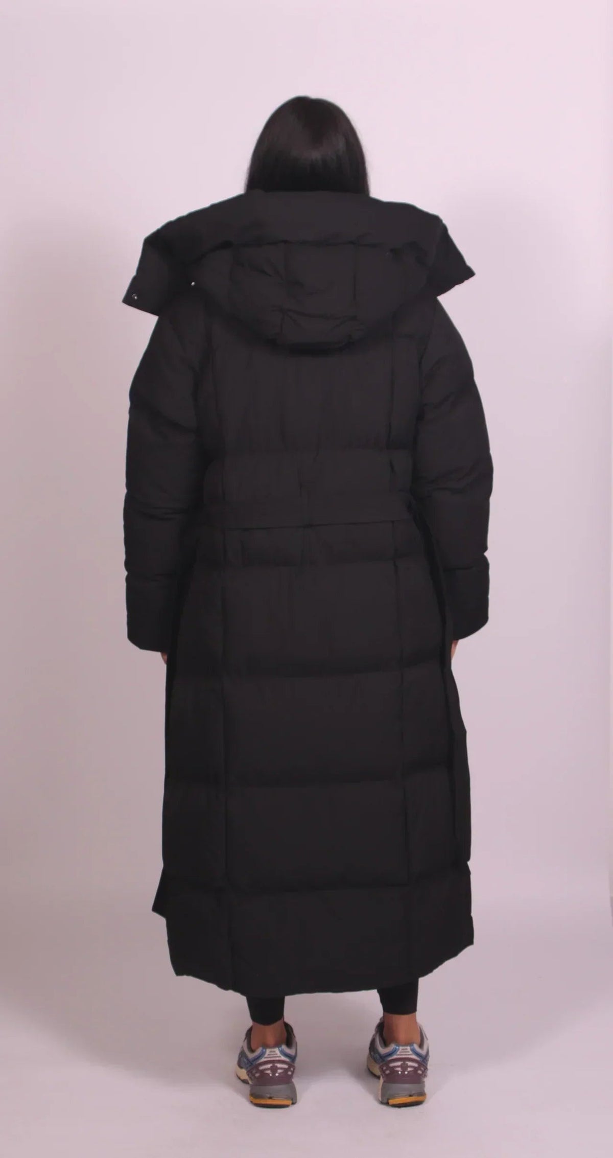 Women's Hooded Belted Long Puffer Coat