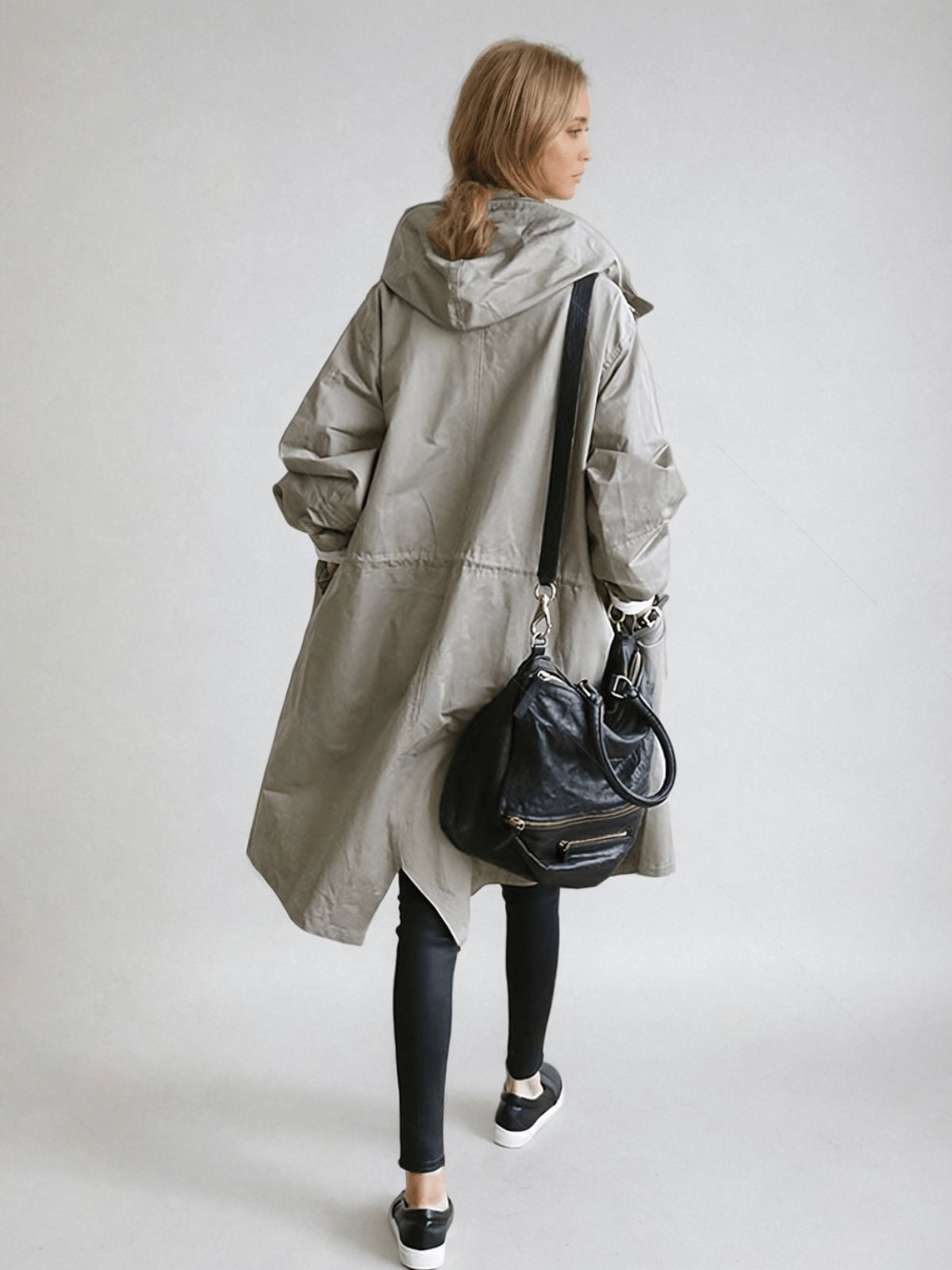 Women's Hooded Button-Up Waterproof Trench Coat