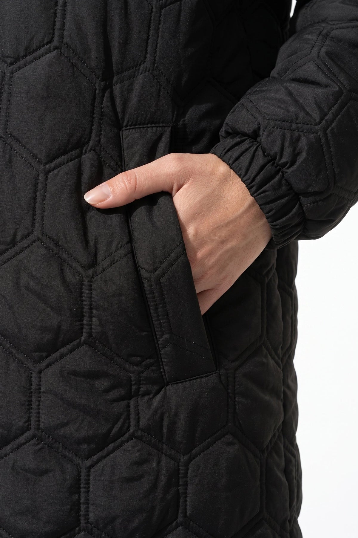 Women's Hooded Geometric Quilted Long Puffer Coat
