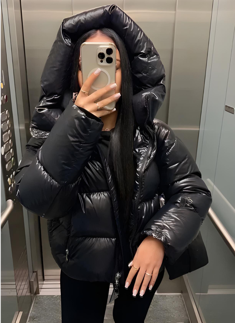 Women's Hooded Plain Puffer Jacket