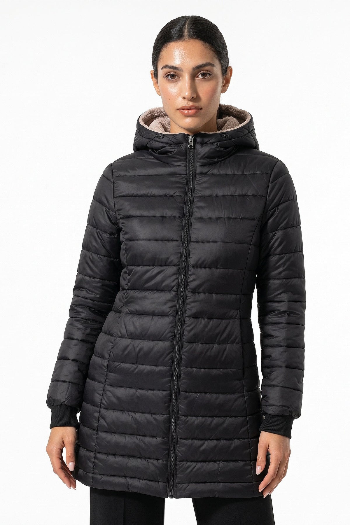 Women's Hooded Quilted Long Puffer Coat