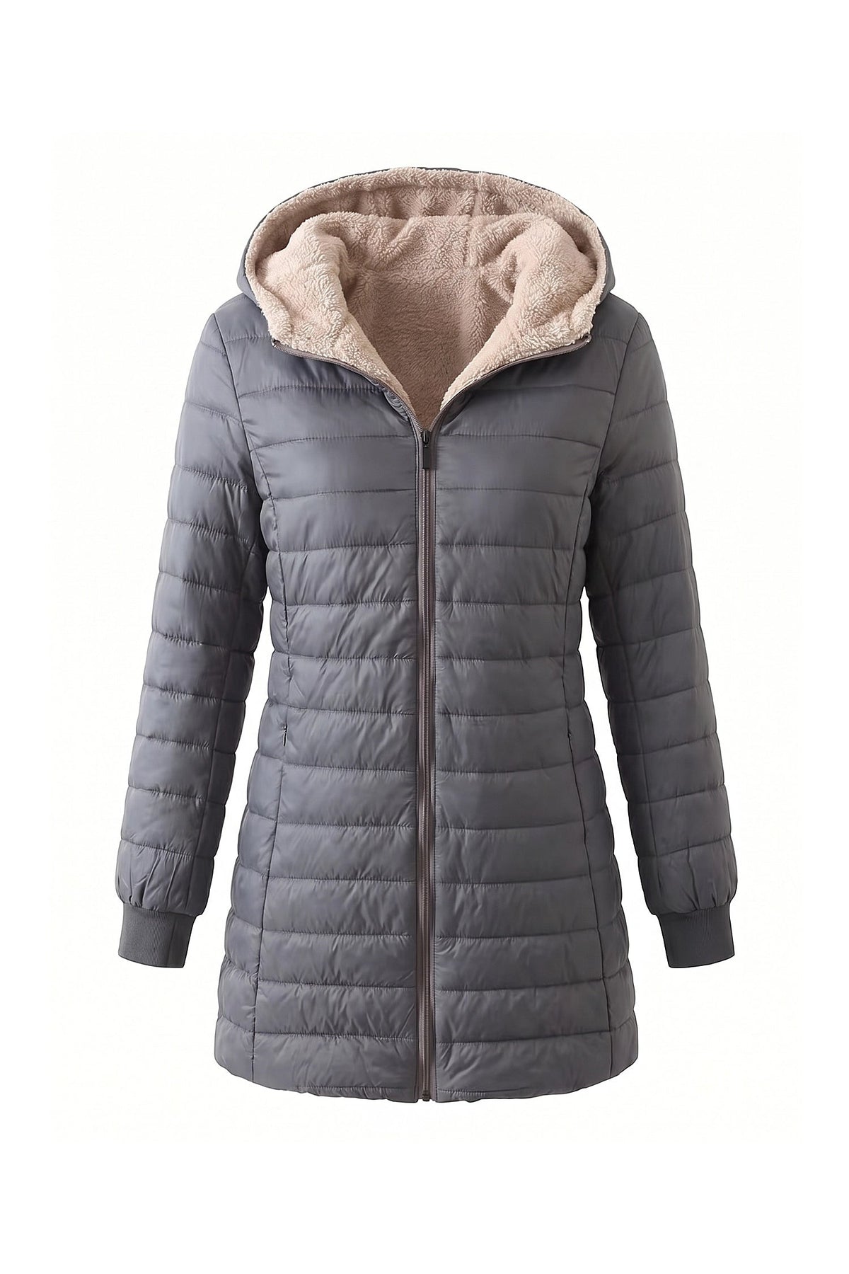 Women's Hooded Quilted Long Puffer Coat