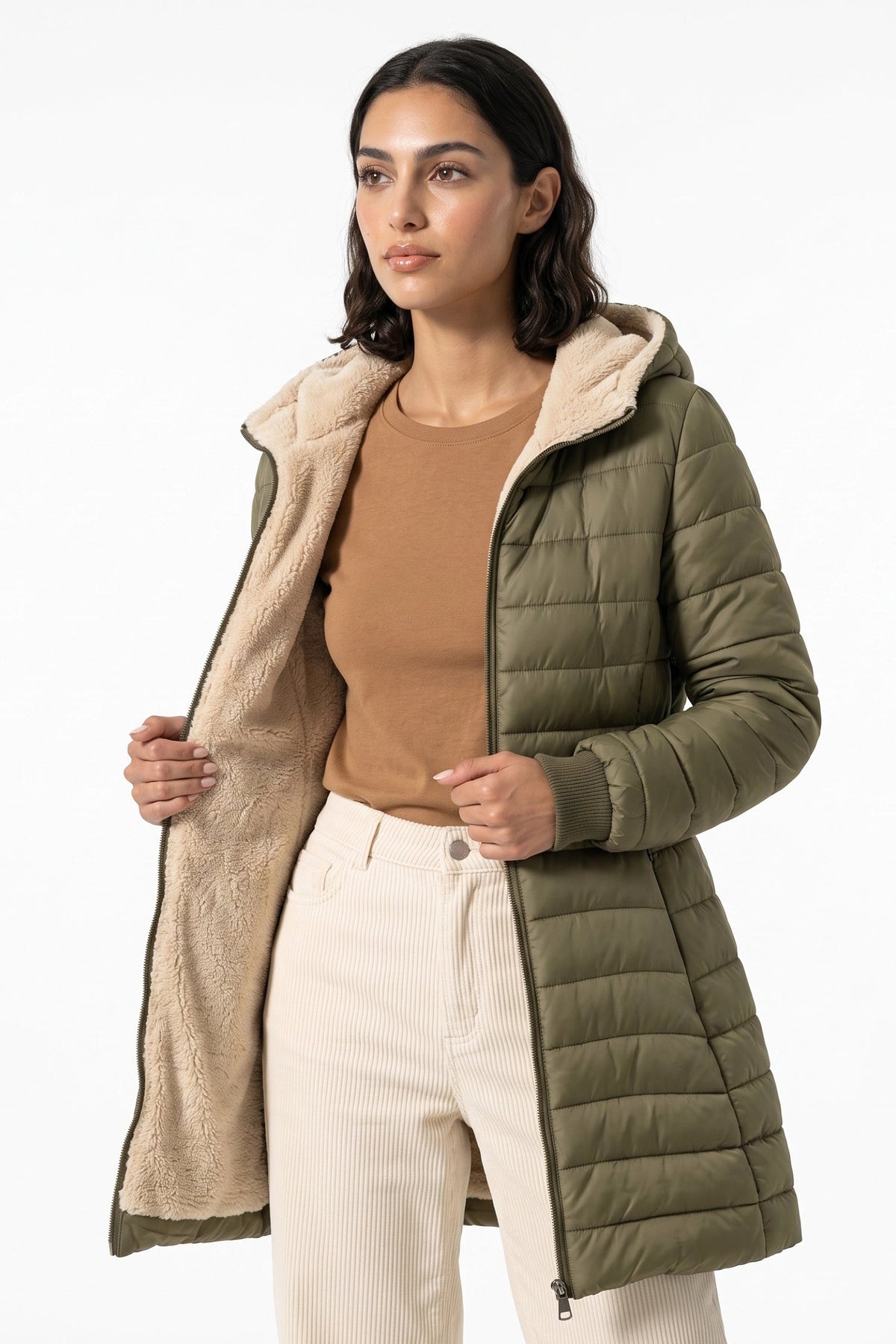 Women's Hooded Quilted Long Puffer Coat