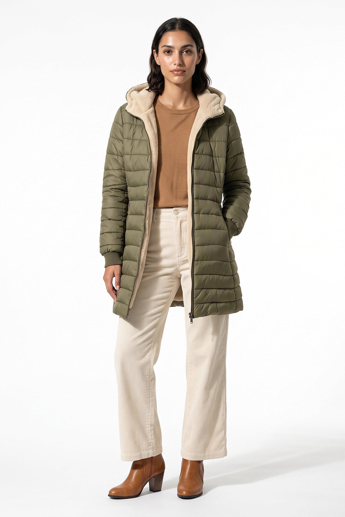 Women's Hooded Quilted Long Puffer Coat