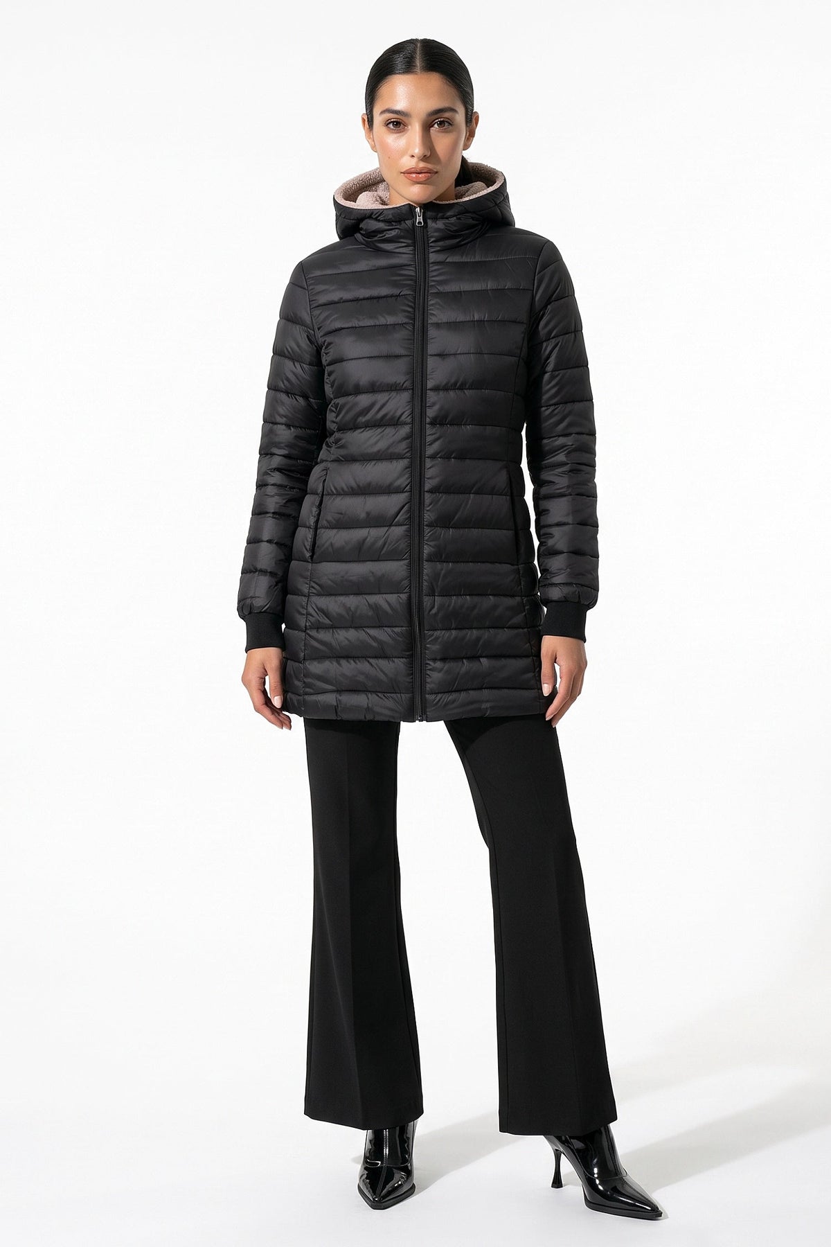 Women's Hooded Quilted Long Puffer Coat