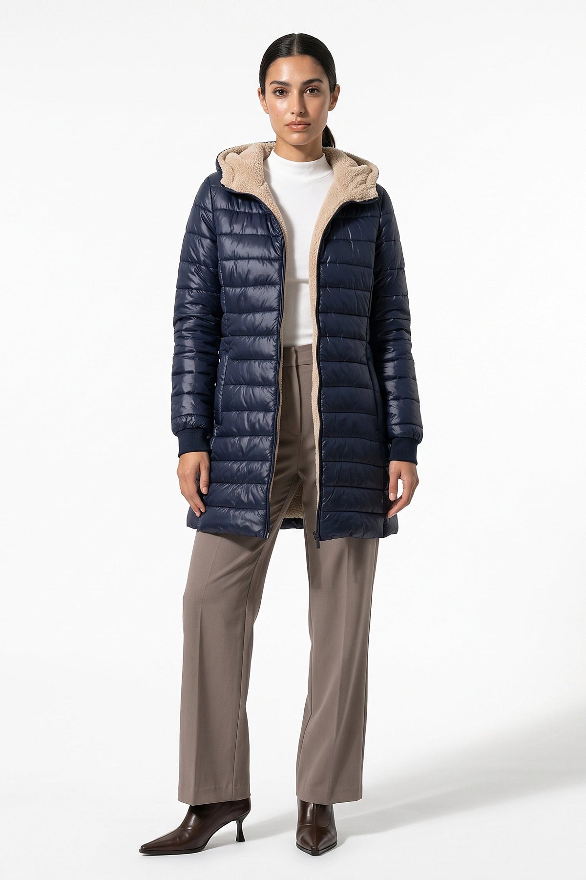 Women's Hooded Quilted Long Puffer Coat