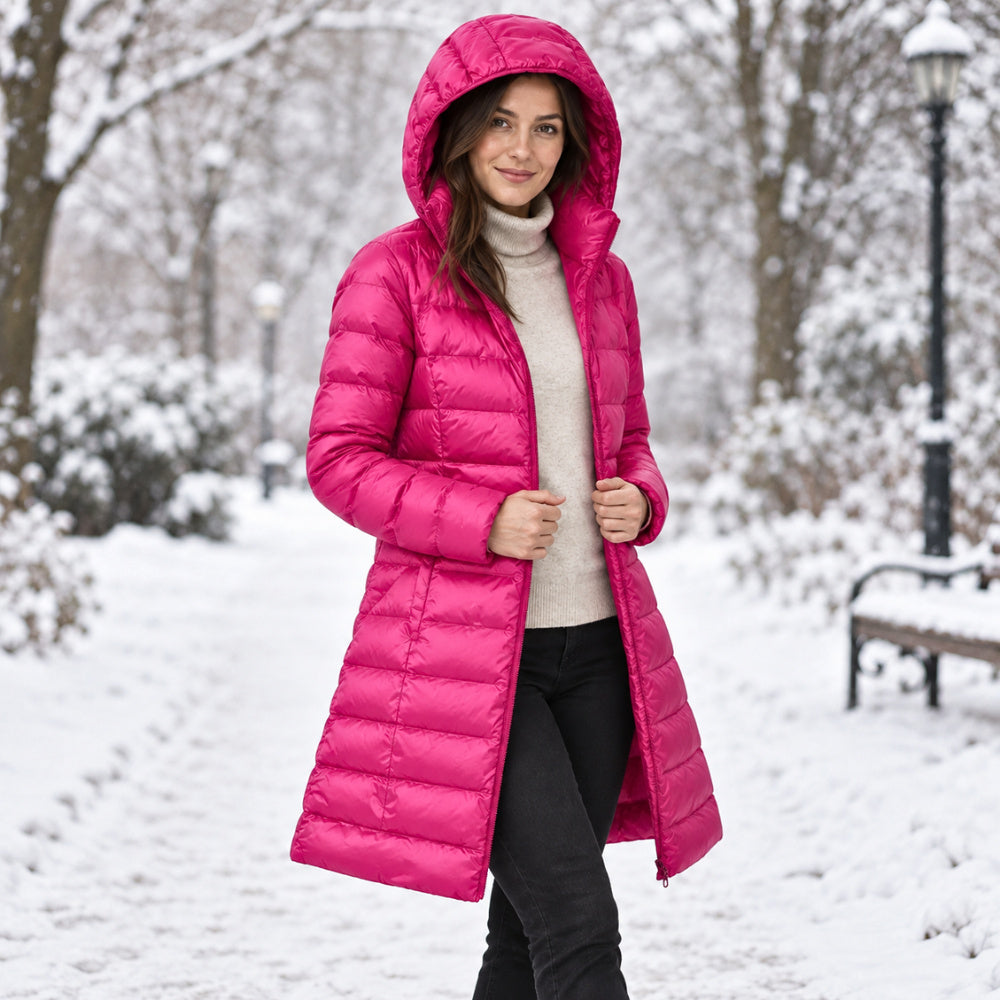 Women's Hooded Quilted Longline Puffer Coat