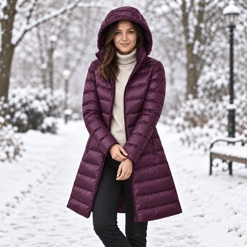 Women's Hooded Quilted Longline Puffer Coat