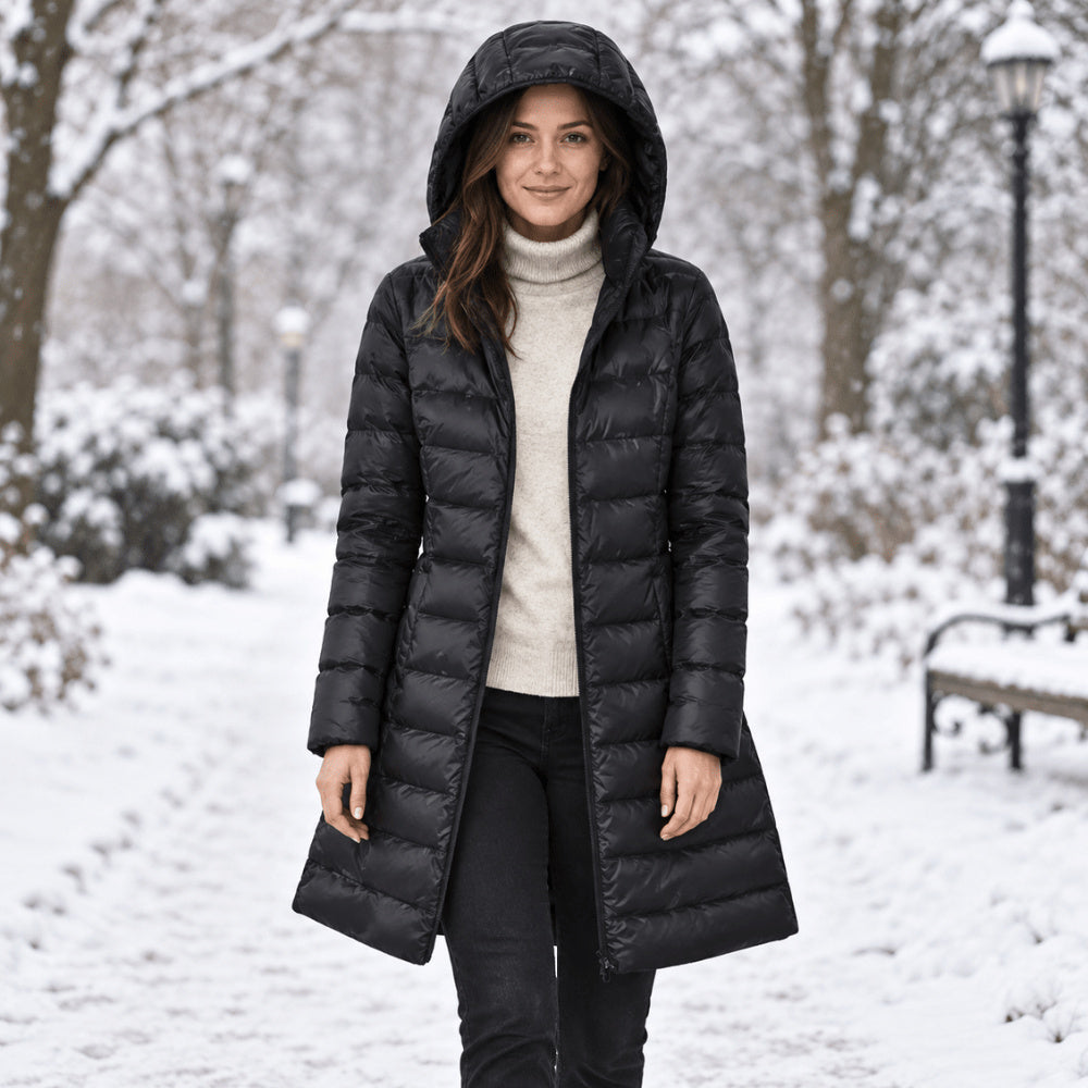 Women's Hooded Quilted Longline Puffer Coat