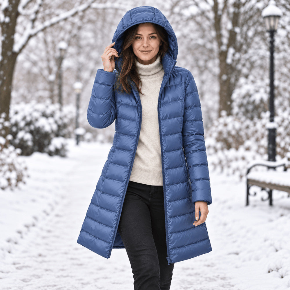 Women's Hooded Quilted Longline Puffer Coat