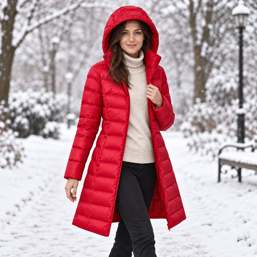 Women's Hooded Quilted Longline Puffer Coat