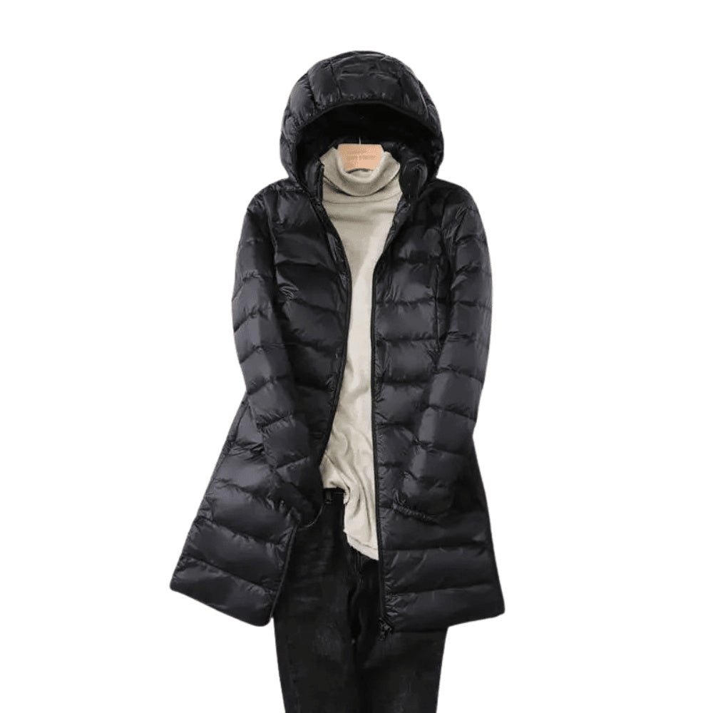Women's Hooded Quilted Longline Puffer Coat