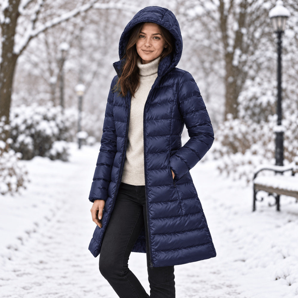 Women's Hooded Quilted Longline Puffer Coat
