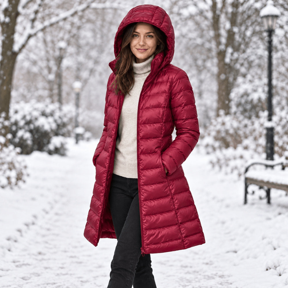 Women's Hooded Quilted Longline Puffer Coat