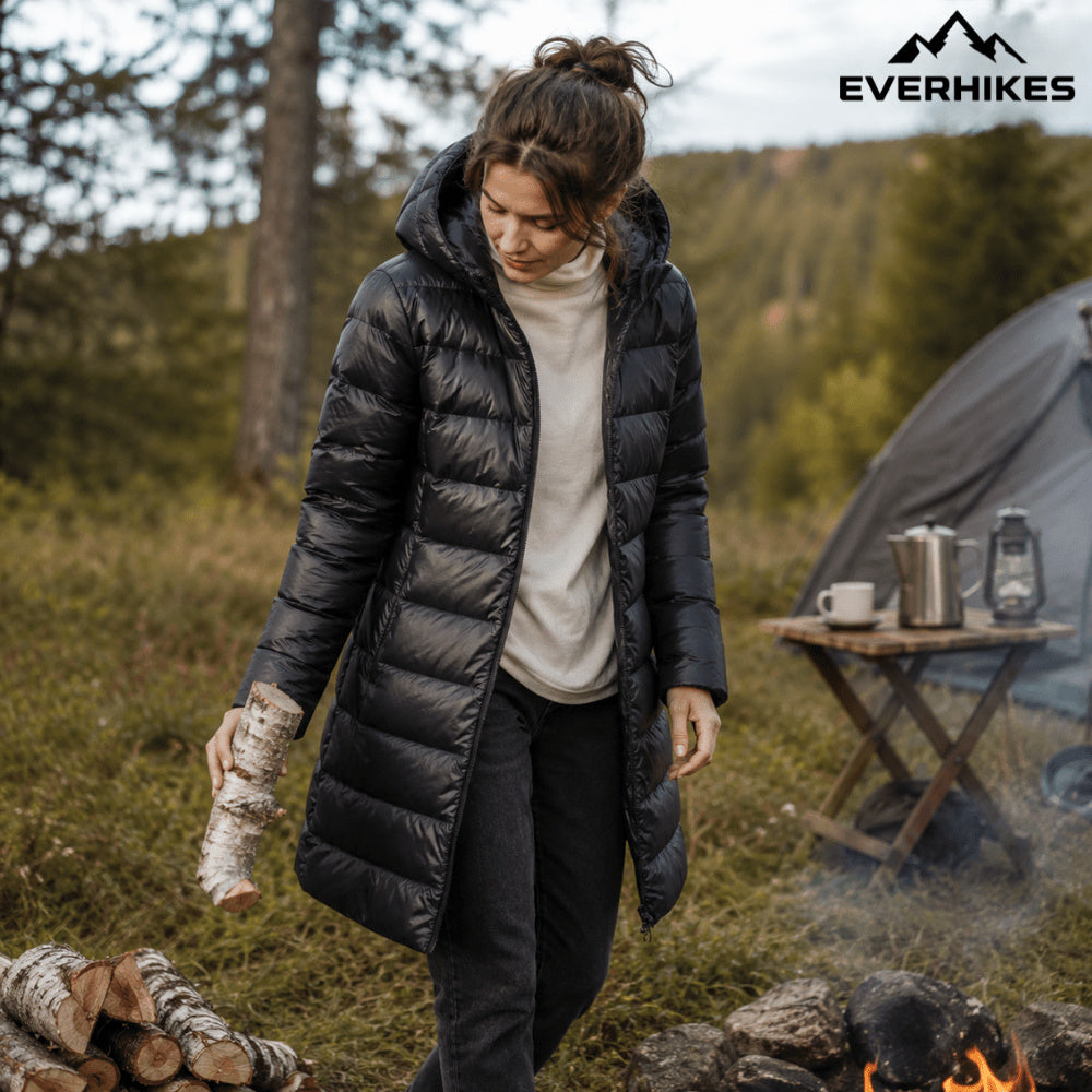 Women's Hooded Quilted Longline Puffer Coat