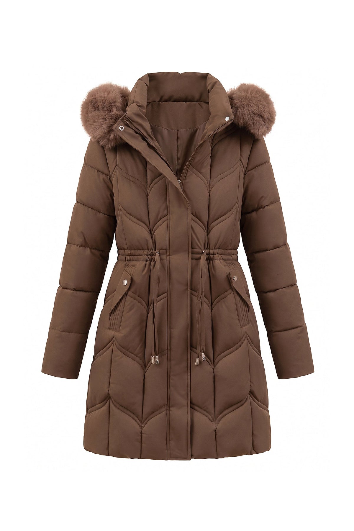 Women's Hooded Quilted Winter Warm Longline Puffer Coat