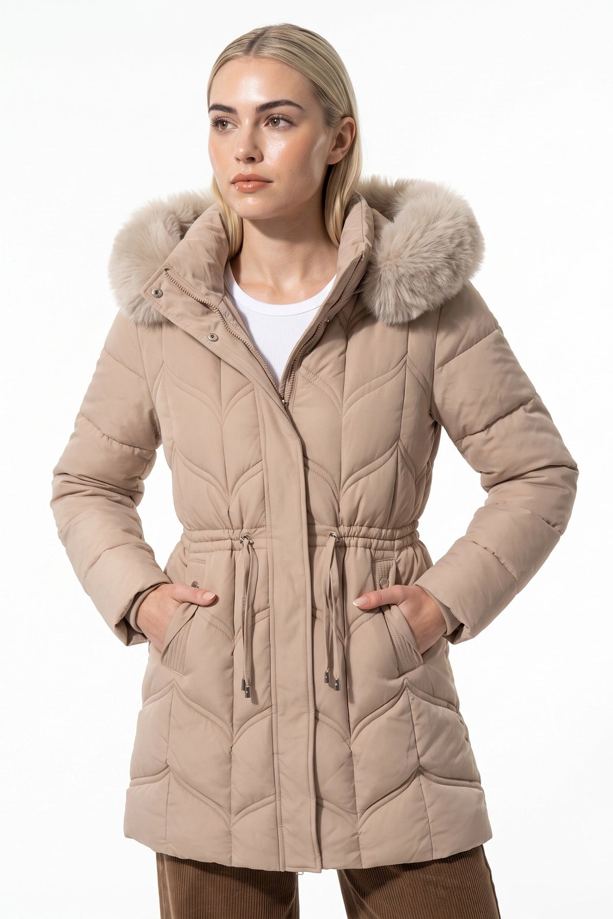 Women's Hooded Quilted Winter Warm Longline Puffer Coat