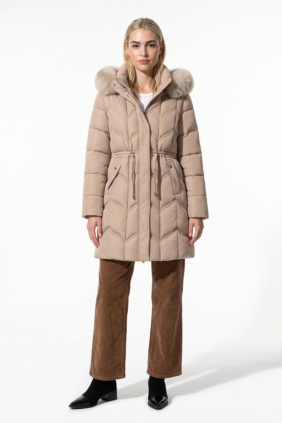 Women's Hooded Quilted Winter Warm Longline Puffer Coat