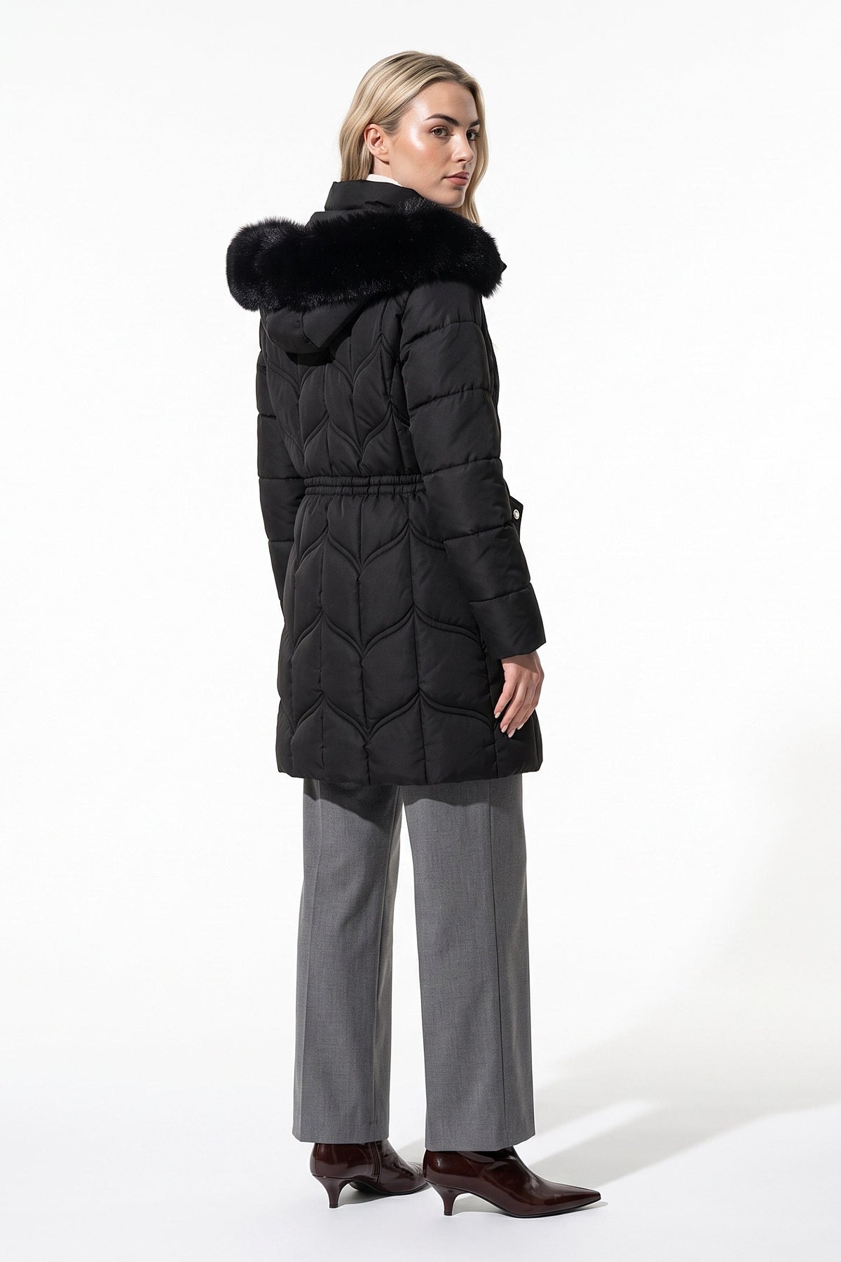 Women's Hooded Quilted Winter Warm Longline Puffer Coat