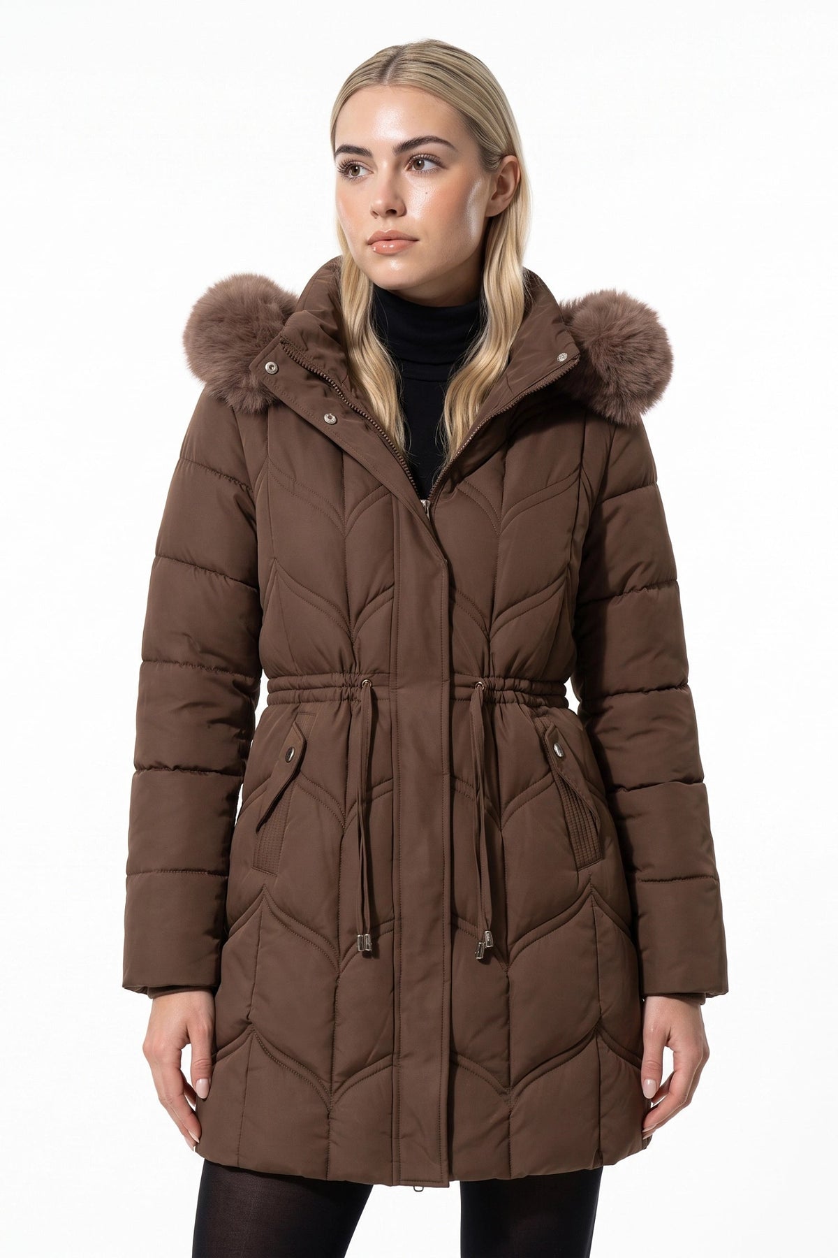 Women's Hooded Quilted Winter Warm Longline Puffer Coat