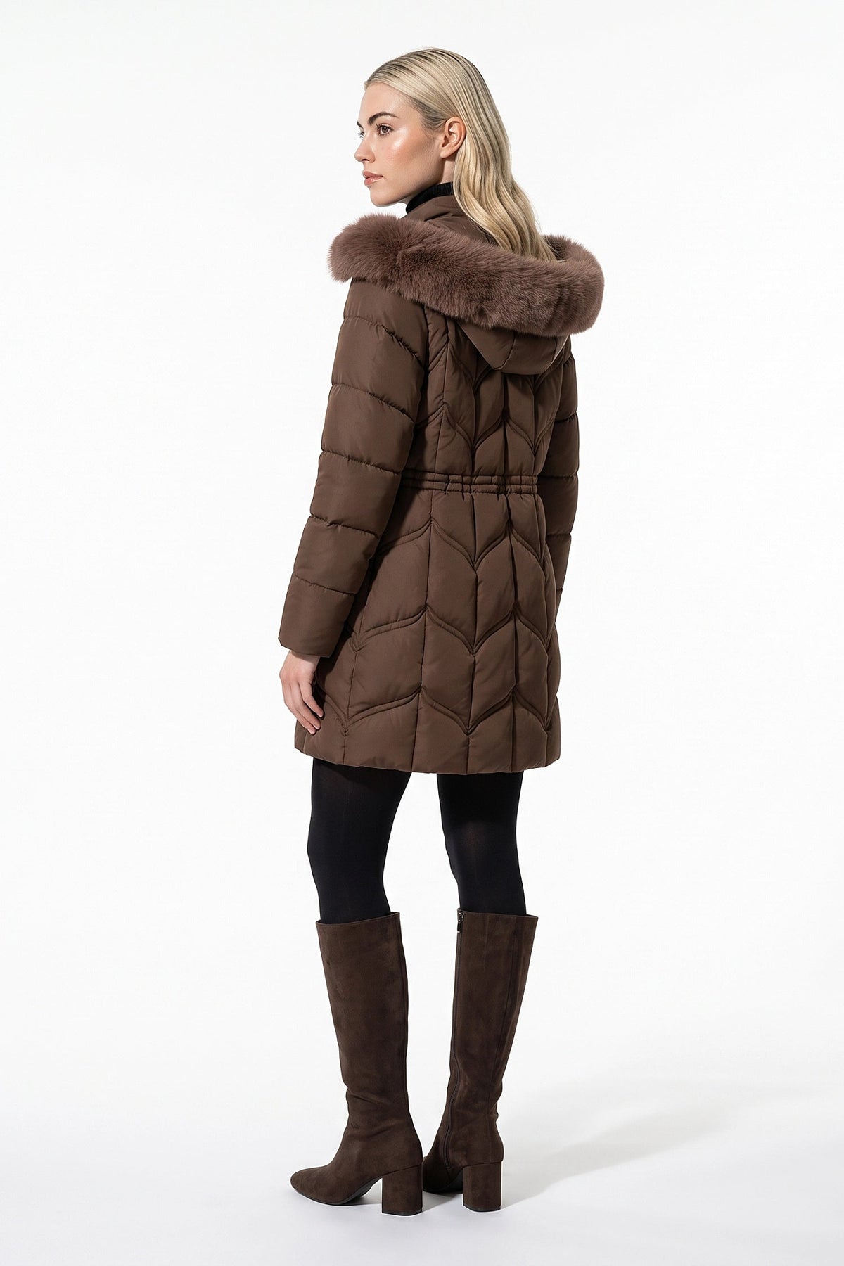 Women's Hooded Quilted Winter Warm Longline Puffer Coat
