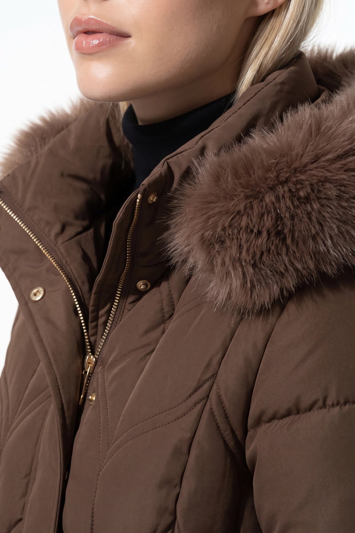 Women's Hooded Quilted Winter Warm Longline Puffer Coat