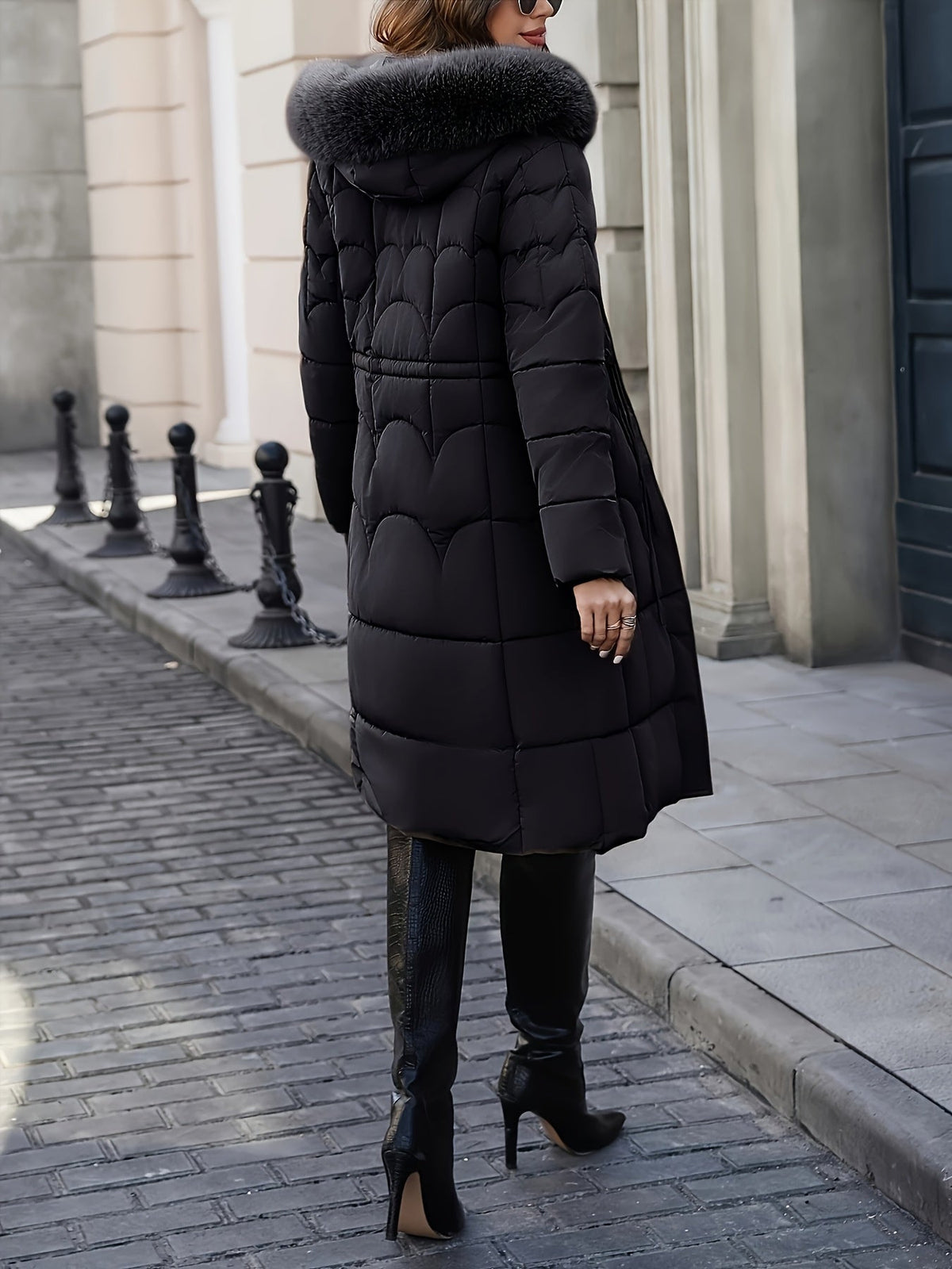 Women's Hooded Zip-Up Longline Puffer Coat