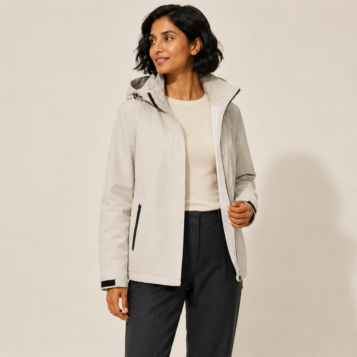 Women's Hooded Zip-Up Waterproof Rain Jacket