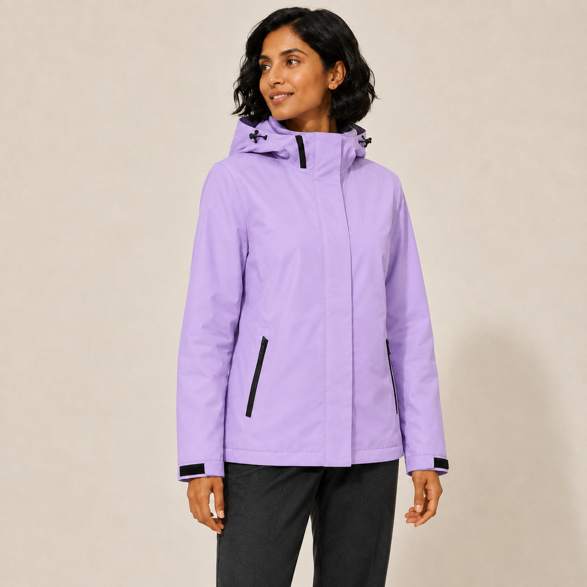 Women's Hooded Zip-Up Waterproof Rain Jacket