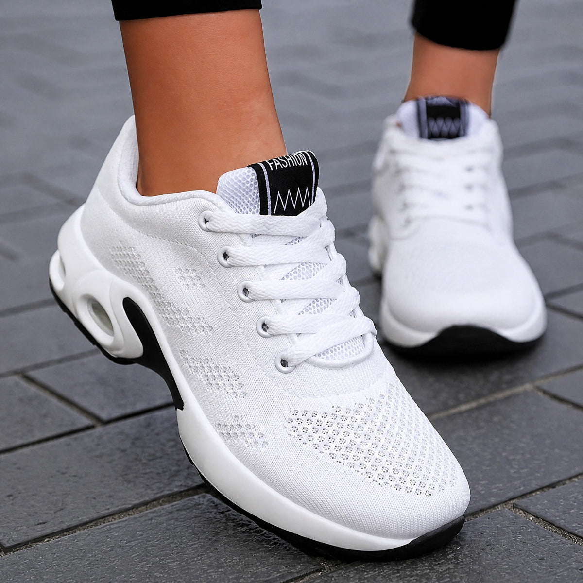 Women's Lace-Up Knit Look Trainers