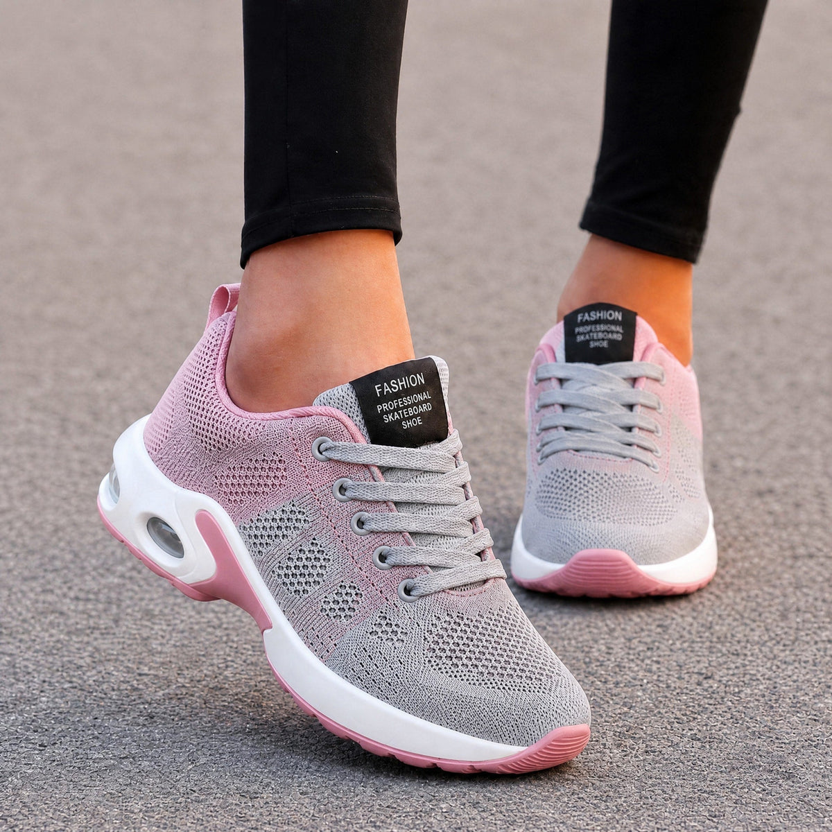 Women's Lace-Up Knit Look Trainers