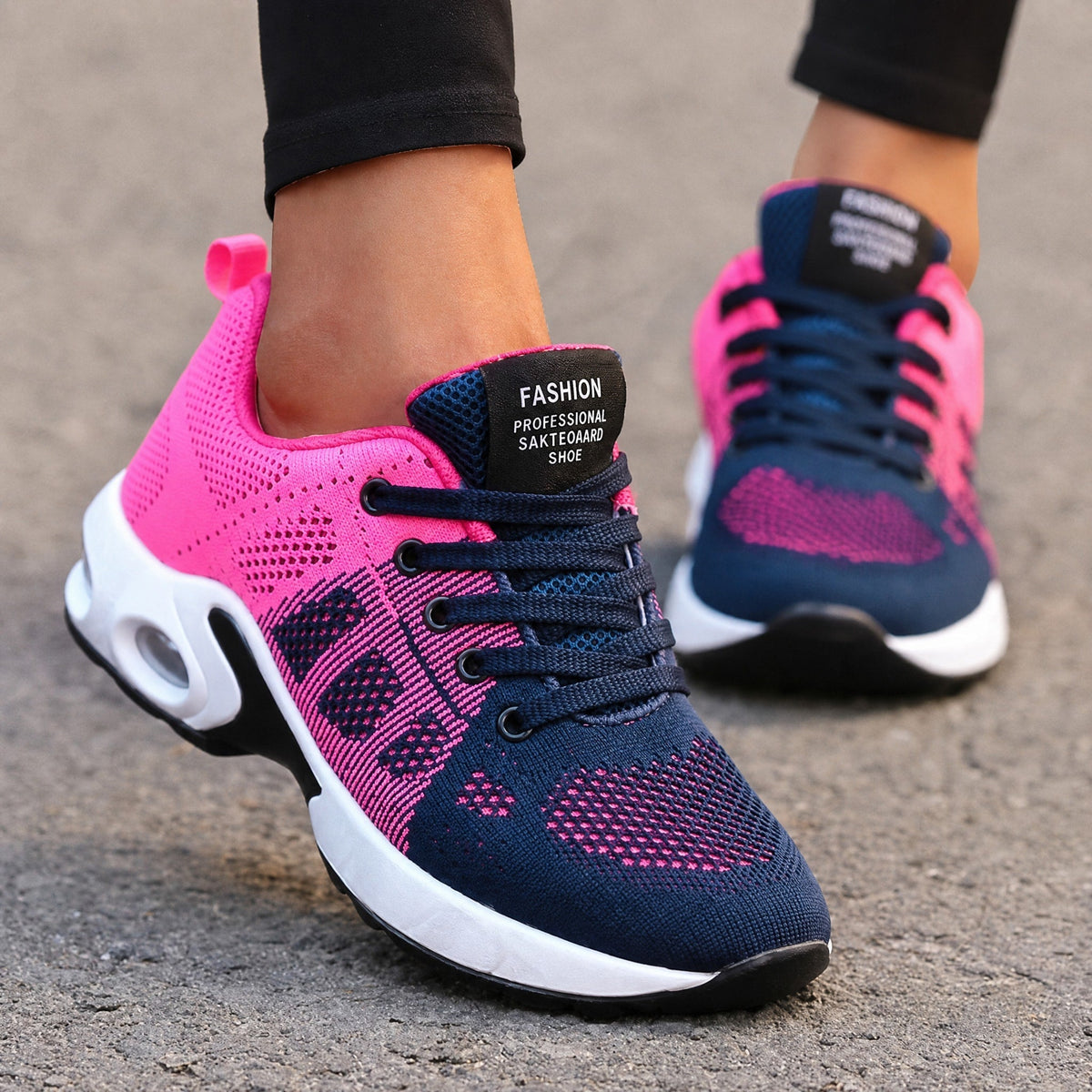 Women's Lace-Up Knit Look Trainers