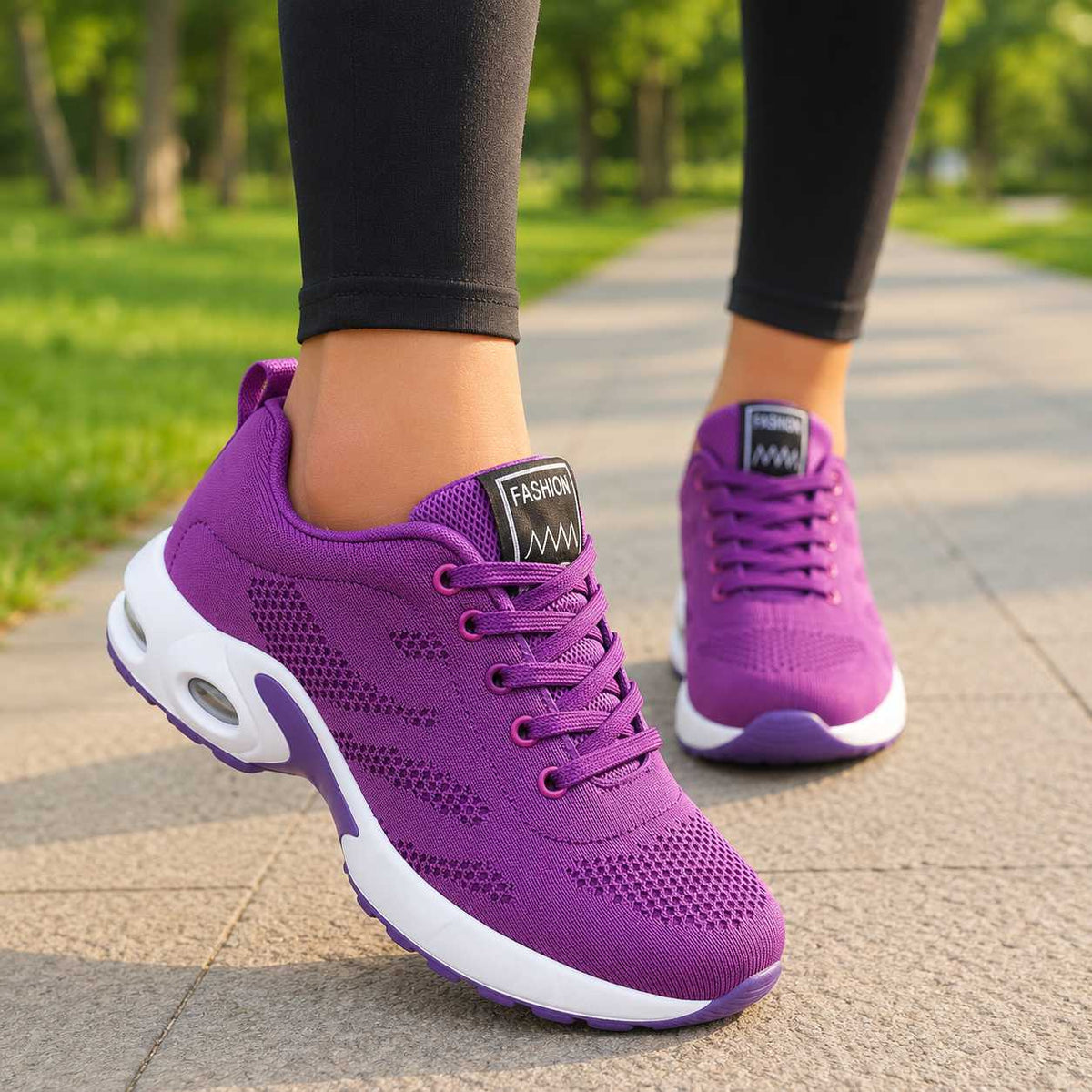 Women's Lace-Up Knit Look Trainers