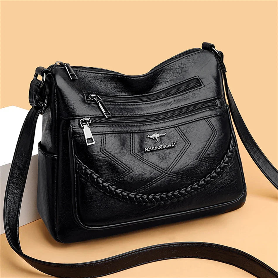 Women's Leather Zip Crossbody Bag
