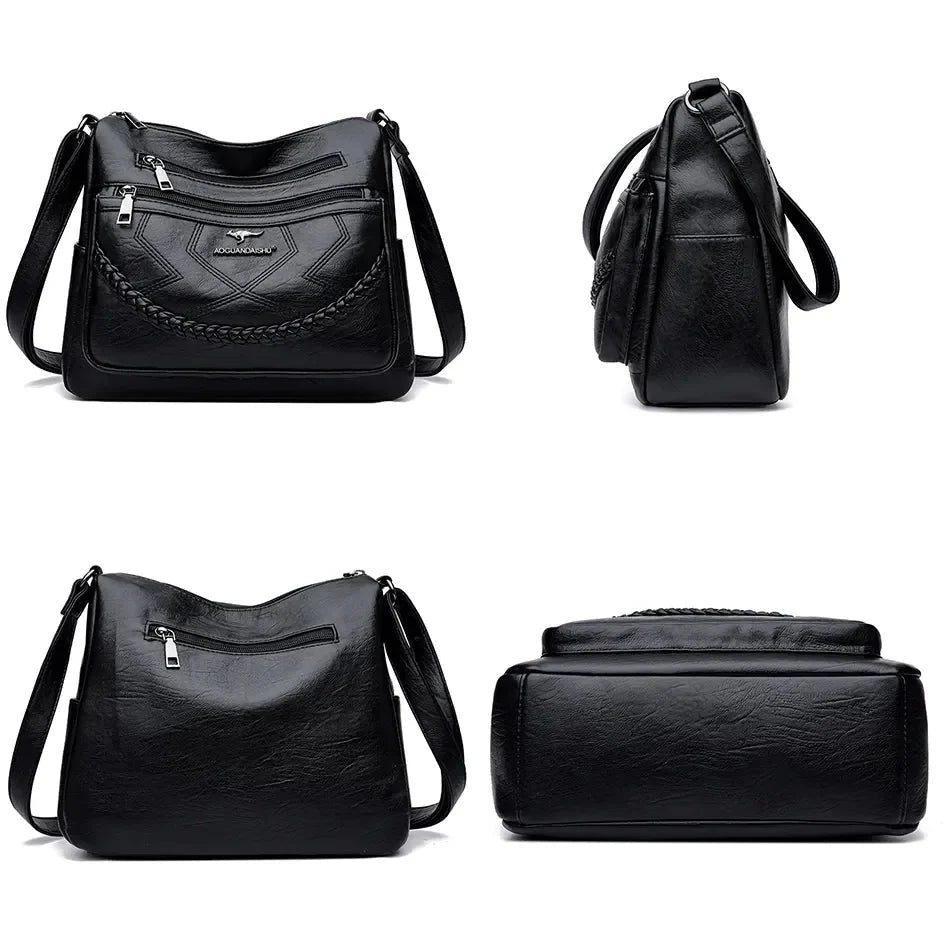 Women's Leather Zip Crossbody Bag
