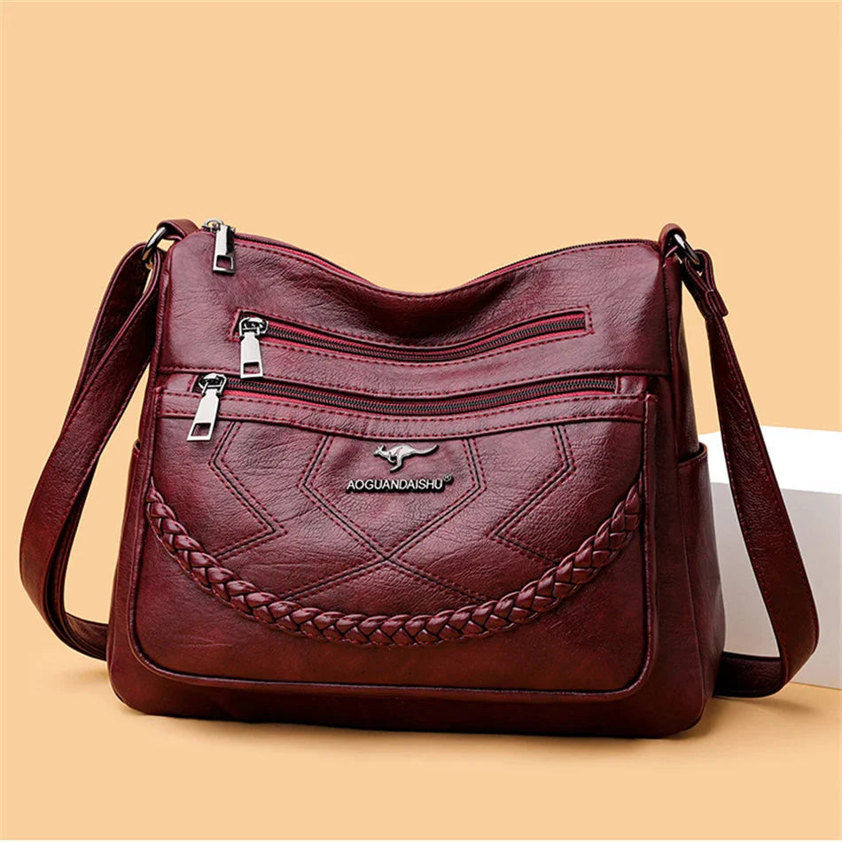 Women's Leather Zip Crossbody Bag