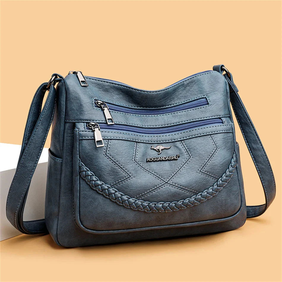Women's Leather Zip Crossbody Bag