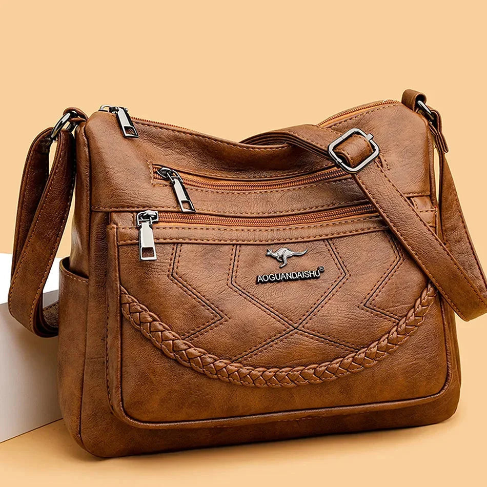 Women's Leather Zip Crossbody Bag
