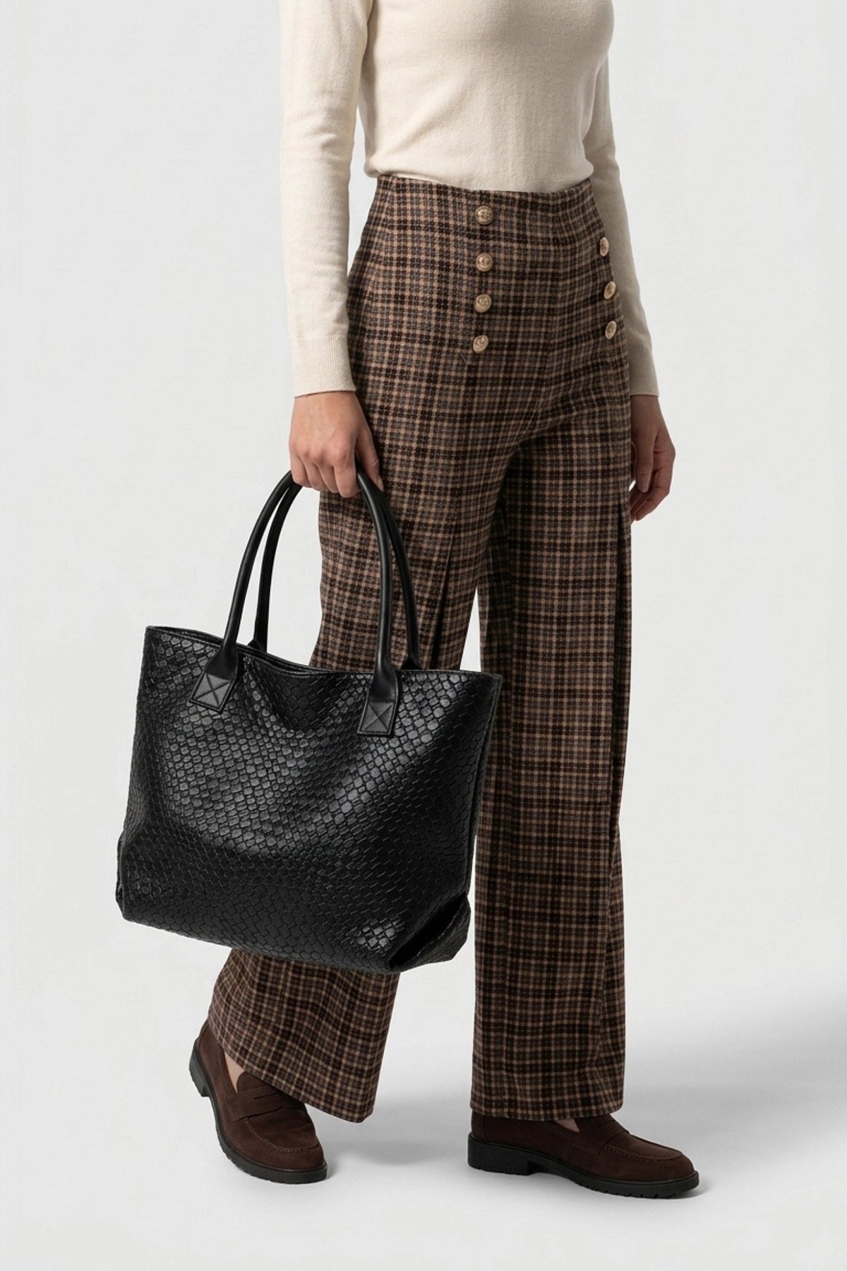 Women's Leather Zip Tote Bag