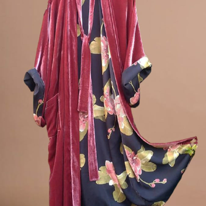Women's Longline Floral Kimono Cardigan