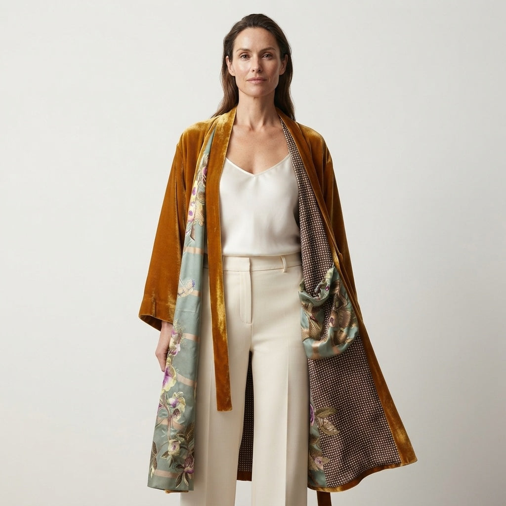 Women's Longline Floral Kimono Cardigan