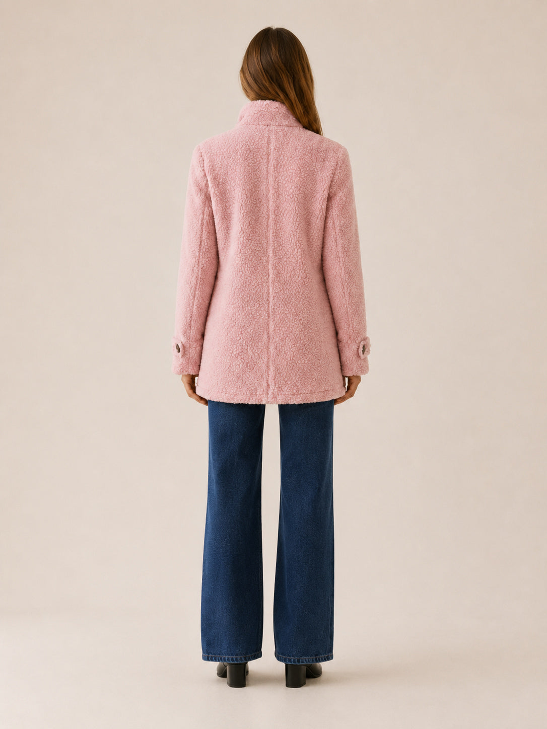 Women's Longline Zip-Up Teddy Fleece Coat