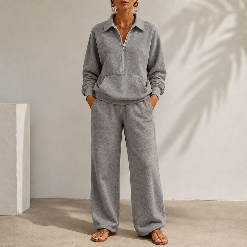 Women's Loose Half Zip Lounge Set