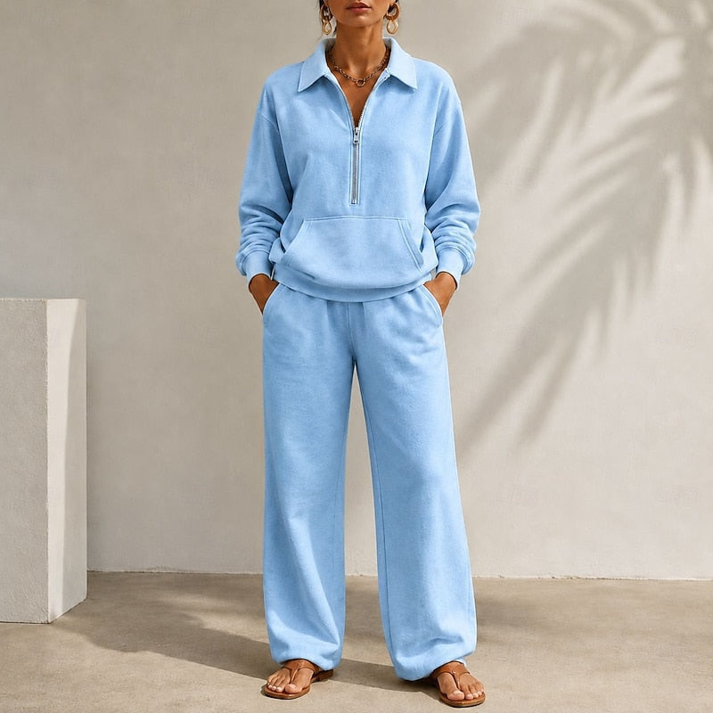 Women's Loose Half Zip Lounge Set