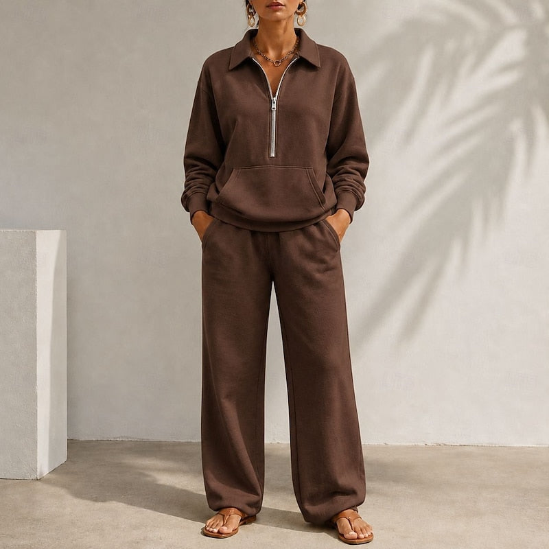 Women's Loose Half Zip Lounge Set