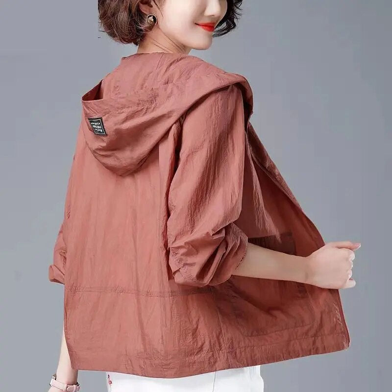 Women's Loose Hooded Rain Jacket