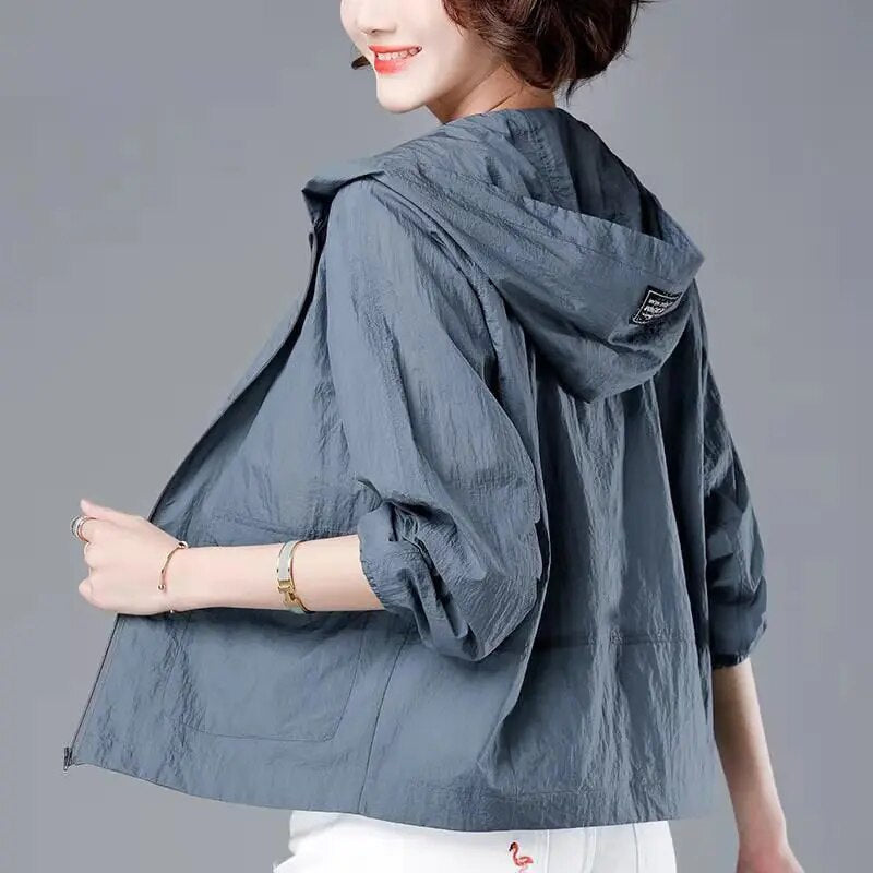 Women's Loose Hooded Rain Jacket