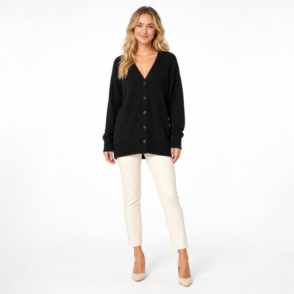 Women's Loose V Neck Cashmere Cardigan