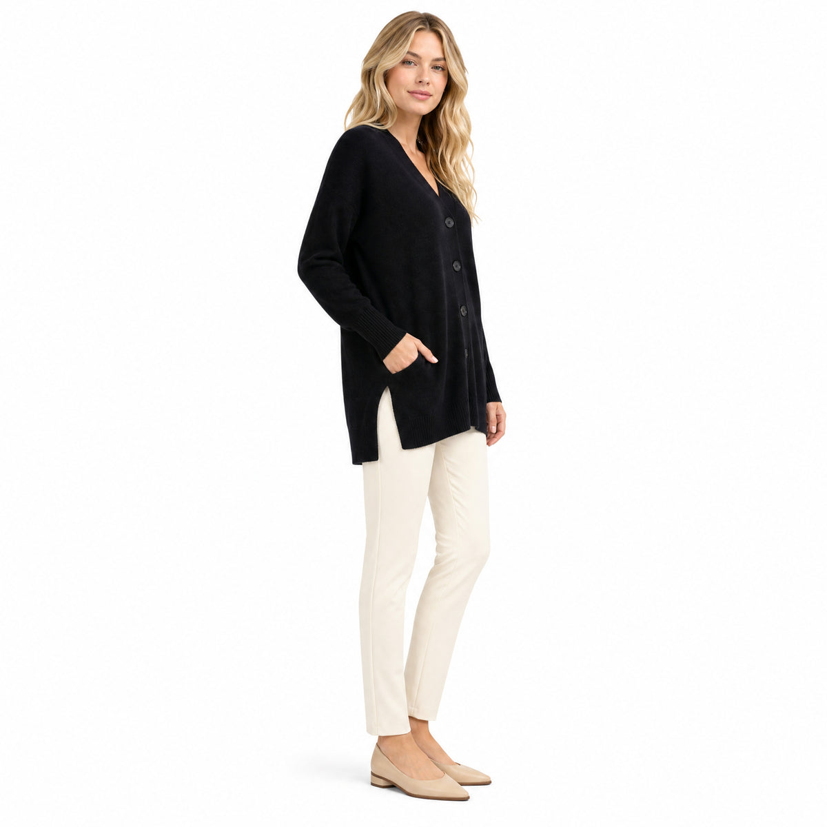 Women's Loose V Neck Cashmere Cardigan